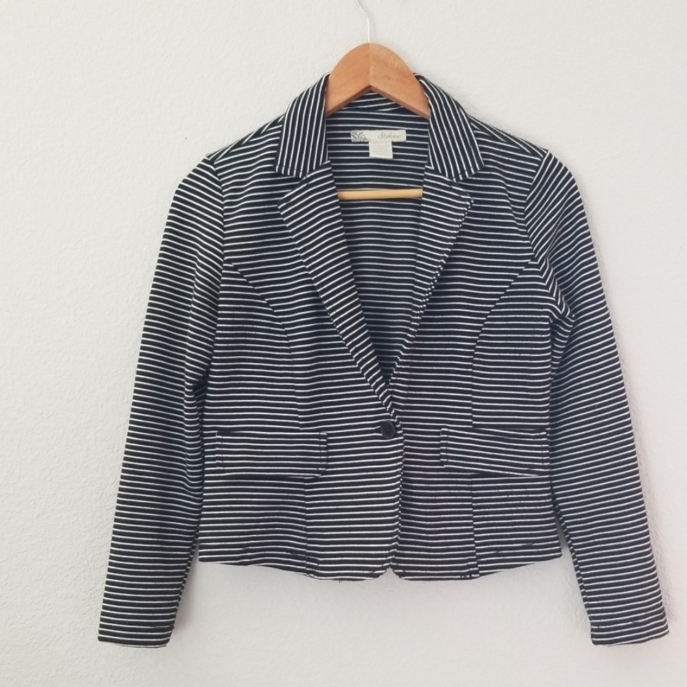 Striped Cotton Blend Blazer